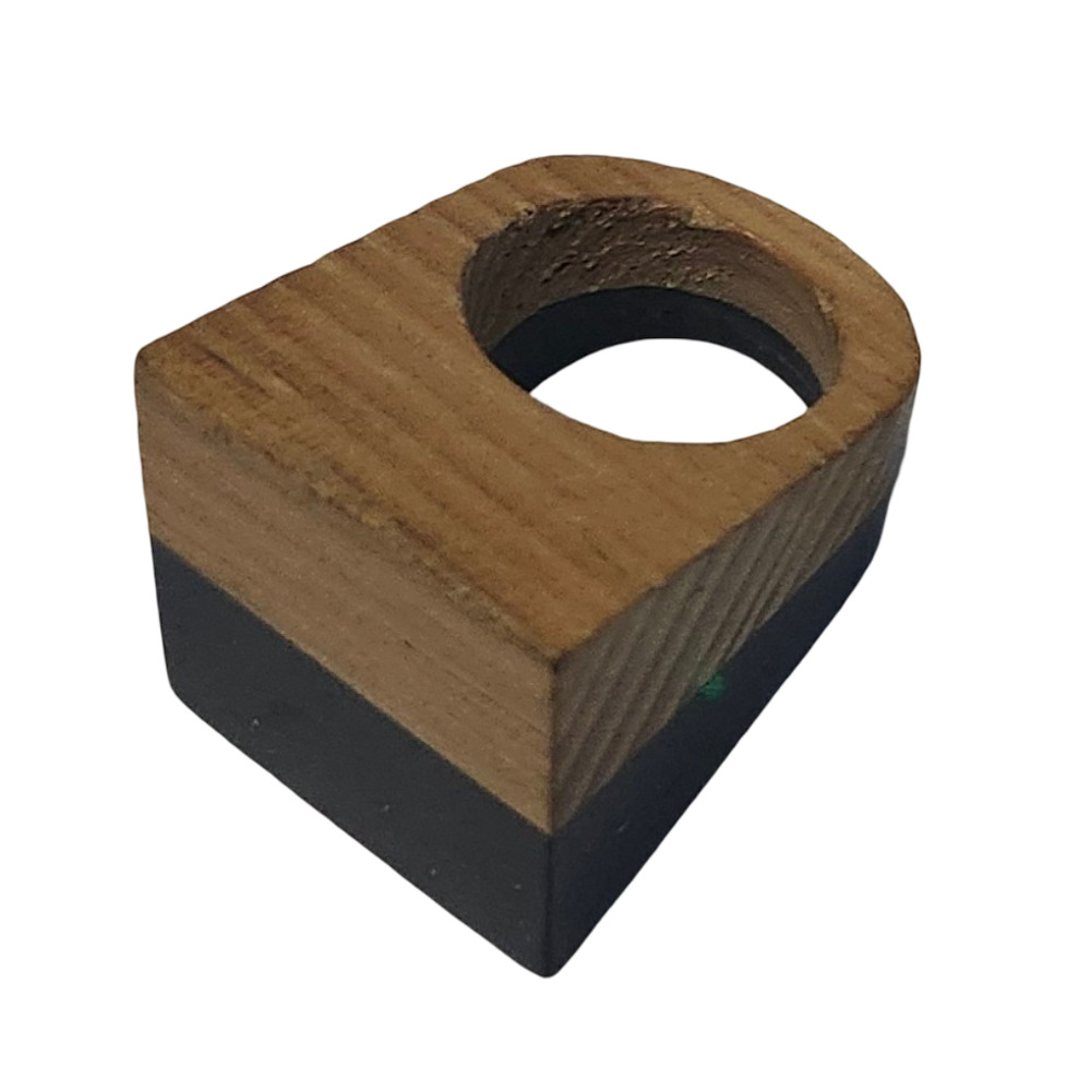 Vtg Wooden Square Modernist Ring Size 8